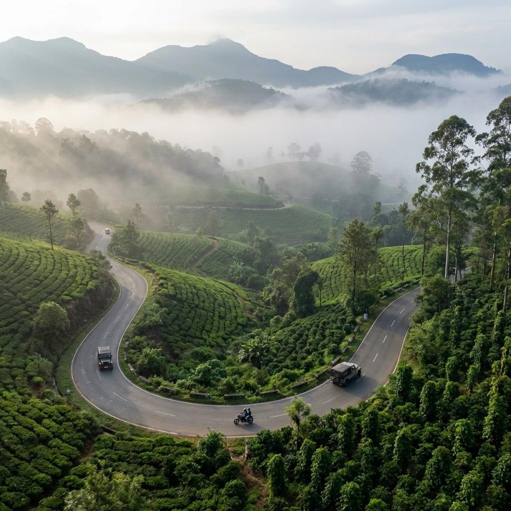 Plantation ghat road on a Bangalore to Coorg cab hire