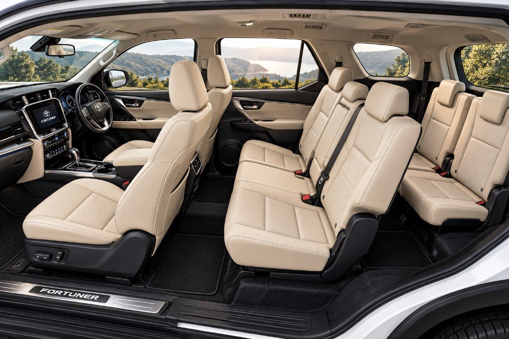 Passenger seats inside a Toyota Fortuner