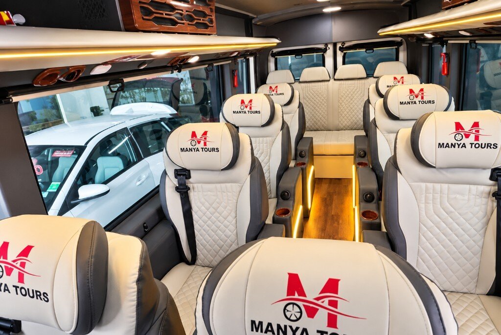 Quilted recliner seats inside the 12 seater luxury Force Urbania