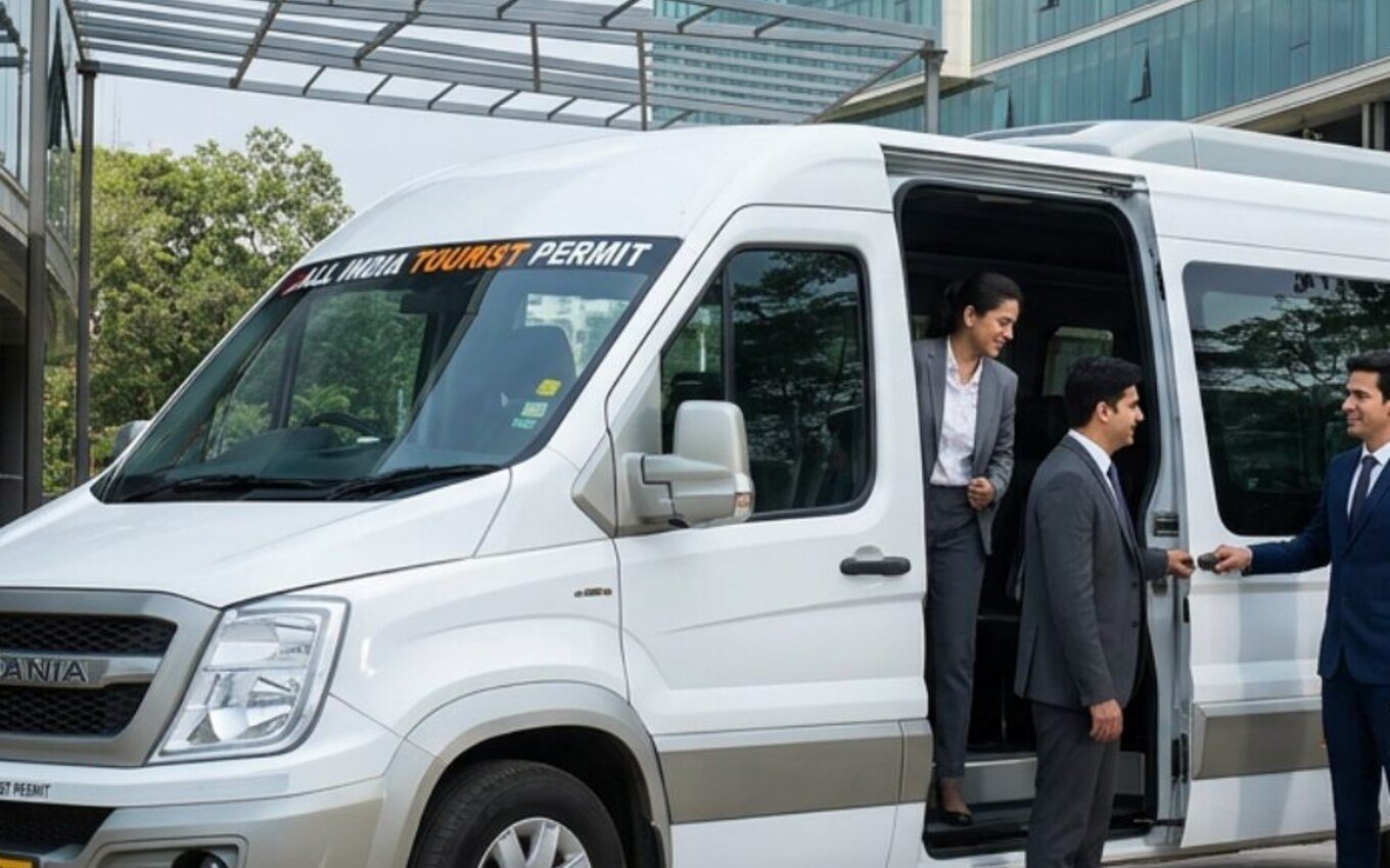 16 seater luxury Urbania front used by Manya Tours