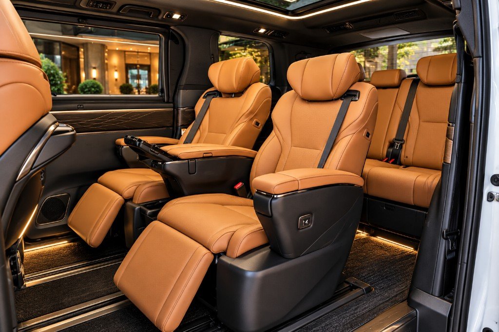 Captain lounge seats inside the Toyota Vellfire